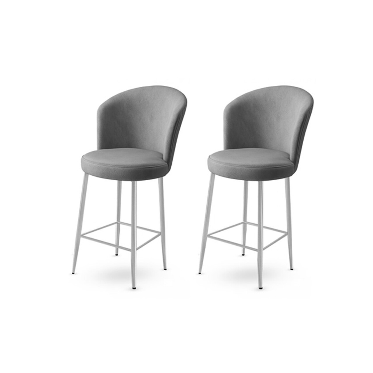 Set scaun de bar (2 bucăți), Hanah Home, Fora, Gri/Crom - imagine 3